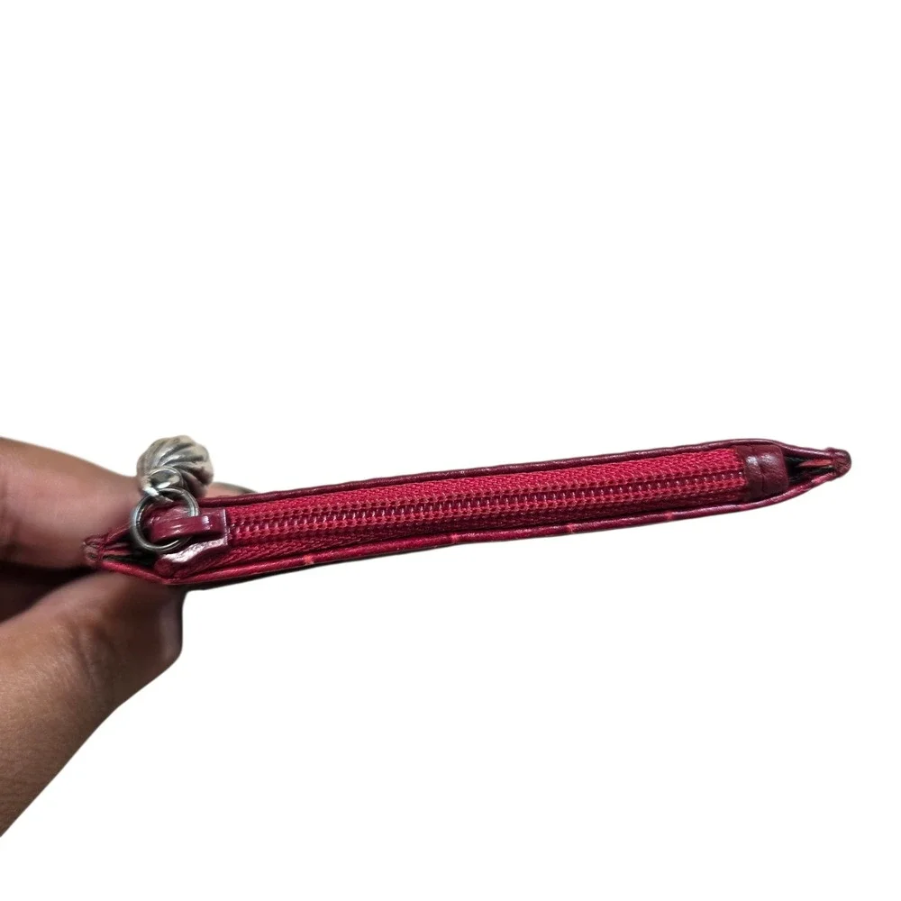 Brighton Red Leather Card Holder Wallet ID Case Coin‎ Purse Heart Charm